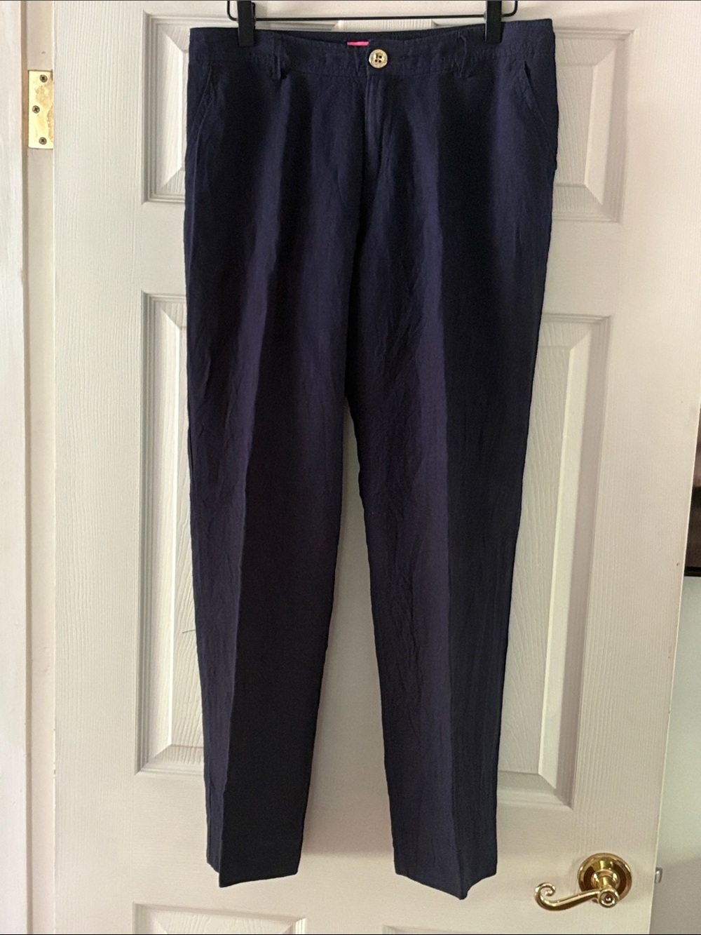 Lilly Pulitzer Navy Boot Cut Linen-Blend Pants
